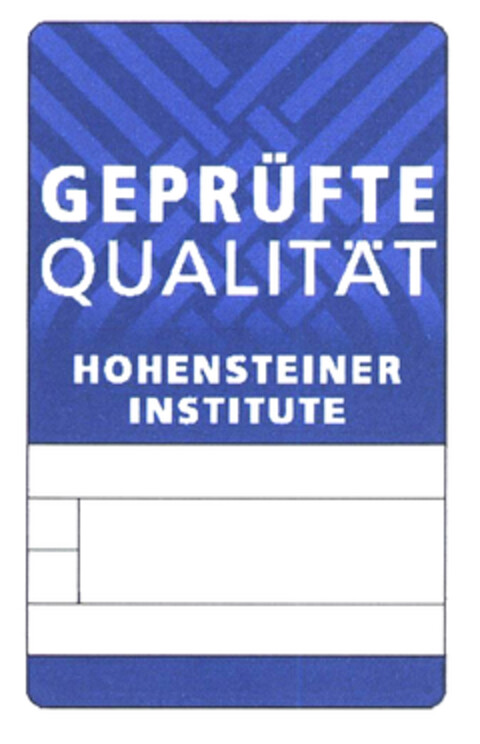 GEPRÜFTE QUALITÄT HOHENSTEINER INSTITUTE Logo (EUIPO, 16.07.2003)