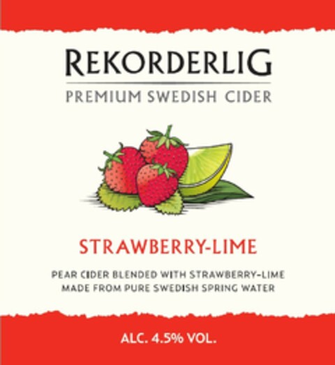 REKORDERLIG PREMIUM SWEDISH CIDER STRAWBERRY-LIME Logo (EUIPO, 12/03/2018)