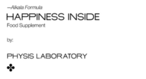 Alkala Formula HAPPINESS INSIDE Food Supplement by: PHYSIS LABORATORY Logo (EUIPO, 08.04.2021)