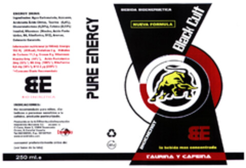 Black Cult BE BIOENERGY PURE ENERGY Logo (EUIPO, 29.05.2001)