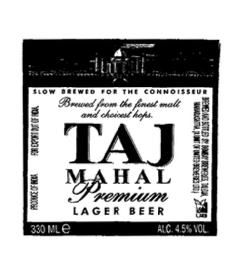 TAJ MAHAL Premium LAGER BEER Logo (EUIPO, 08/16/2005)