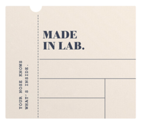 YOUR NOSE KNOWS WHAT'S INSIDE. MADE IN LAB. Logo (EUIPO, 05.08.2022)