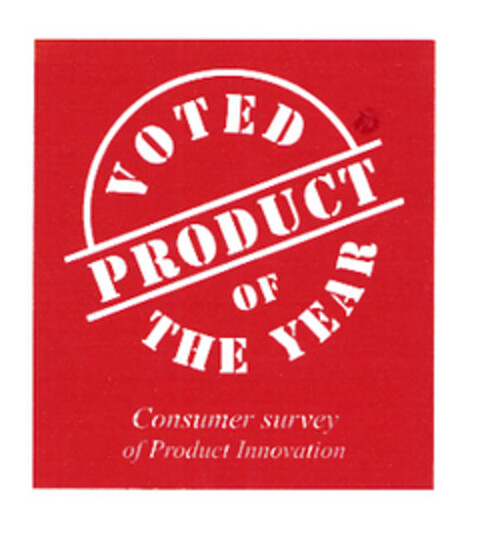 VOTED PRODUCT OF THE YEAR Consumer survey of Product Innovation Logo (EUIPO, 16.12.2004)
