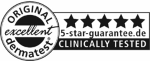 ORIGINAL excellent dermatest 5-star-guarantee.de CLINICALLY TESTED Logo (EUIPO, 02/03/2016)