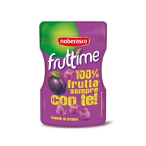 Noberasco fruttime 100% frutta sempre con te! Cubetti di prugna Logo (EUIPO, 05/16/2012)