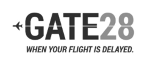 GATE28 WHEN YOUR FLIGHT IS DELAYED. Logo (EUIPO, 23.06.2015)