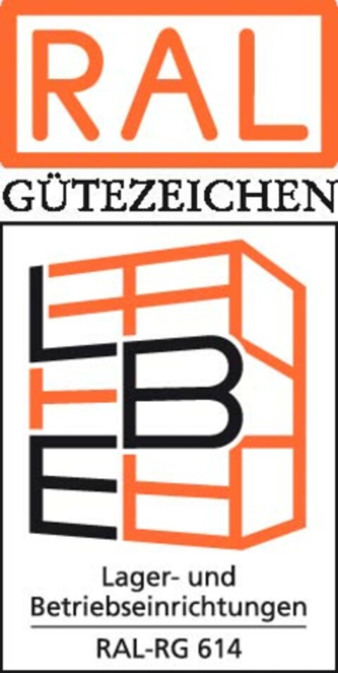 RAL Gütezeichen LBE Lager- und Betriebseinrichtungen RAL-RG 614 Logo (EUIPO, 02/28/2014)