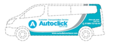 Customer Transportation Service A Autoclick rent a car www.autoclickrentacar.com Llama sin coste call free 018007270291 Logo (EUIPO, 16.06.2017)