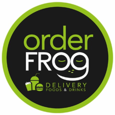 order FROg DELIVERY FOODS & DRINKS Logo (EUIPO, 07.04.2022)