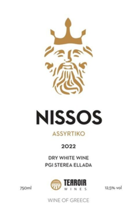 NISSOS ASSYRTIKO 2022 DRY WHITE WINE PGI STEREA ELLADA 750 ml TERROIR WINES WINE OF GREECE 12,5 % vol Logo (EUIPO, 10.10.2023)