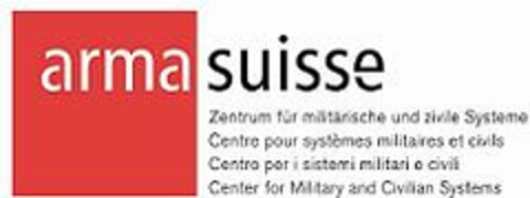 arma suisse Zentrum für militärische und zivile Systeme Centre pour systèmes militaires et civils Centro per i sistemi militari e civili Center for Military and Civilian Systems Logo (EUIPO, 12.09.2003)