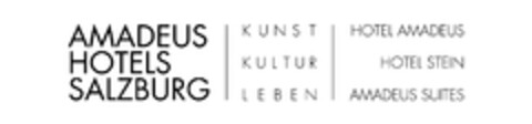 AMADEUS  HOTELS  SALZBURG | KUNST  KULTUR  LEBEN | HOTEL AMADEUS  HOTEL STEIN  AMADEUS SUITES Logo (EUIPO, 03.10.2013)