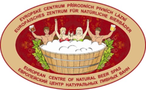 EVROPSKE CENTRUM PRIRODNICH PIVNICH LAZNI   EUROPAISCHES ZENTRUM FUR NATURLICHE BIERBADER   EUROPEAN CENTRE OF NATURAL BEER SPAS   ЕВРОПЕЙСКИЙ ЦЕНТР НАТУРАЛЬНЫХ ПИВНЫХ ВАНН Logo (EUIPO, 05.07.2014)