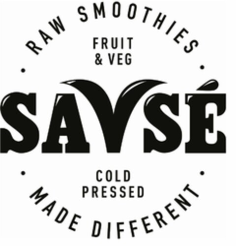 SAVSE RAW SMOOTHIES FRUIT & VEG COLD PRESSED MADE DIFFERENT Logo (EUIPO, 05.06.2017)