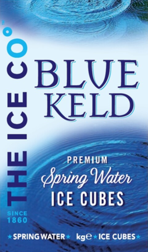 BLUE KELD, PREMIUM Spring Water ICE CUBES, THE ICE CO, SINCE 1860, SPRING WATER, kge, ICE CUBES Logo (EUIPO, 20.02.2018)