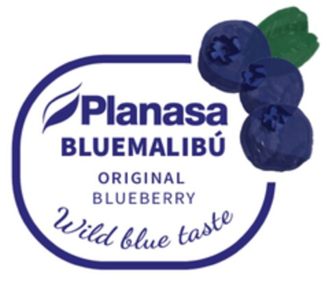 PLANASA BLUEMALIBÚ ORIGINAL BLUEBERRY WILD BLUE TASTE Logo (EUIPO, 07.07.2020)