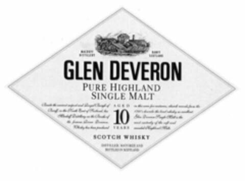 GLEN DEVERON PURE HIGHLAND SINGLE MALT AGED 10 YEARS SCOTCH WHISKY DISTILLED, MATURED AND BOTTLED IN SCOTLAND Logo (EUIPO, 02.07.2001)