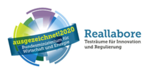 ausgezeichnet!2020 Bundesministerium für Wirtschaft und Energie Reallabore Testräume für Innovation und Regulierung Logo (EUIPO, 06.04.2020)