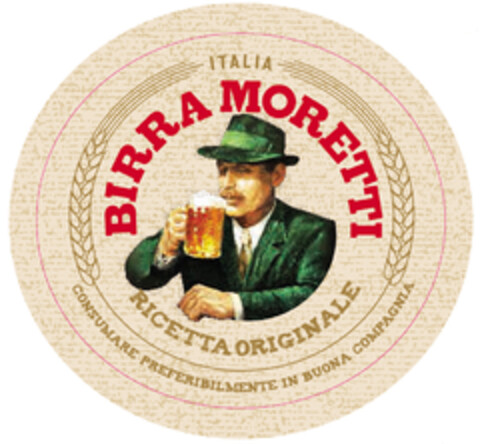 ITALIA BIRRA MORETTI RICETTA ORIGINALE CONSUMARE PREFERIBILMENTE IN BUONA COMPAGNIA Logo (EUIPO, 07.10.2014)