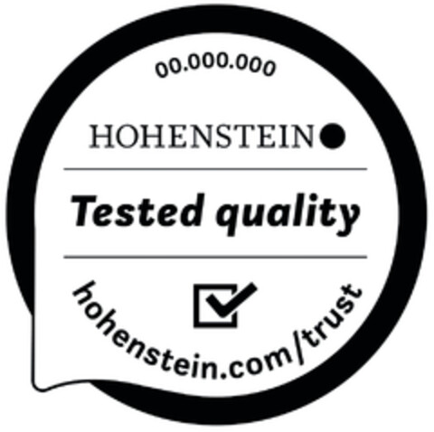 HOHENSTEIN Tested quality - hohenstein.com/trust Logo (EUIPO, 03/22/2019)