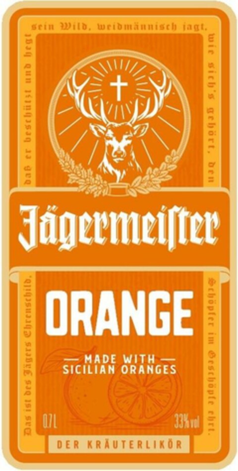 Jägermeister ORANGE MADE WITH SICILIAN ORANGES DER KRÄUTERLIKÖR Logo (EUIPO, 01/08/2024)