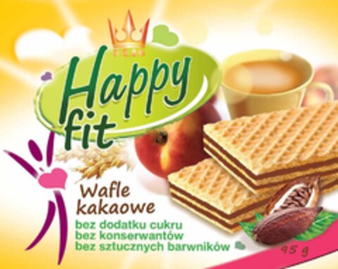 Happy fit Wafle kakaowe bez dodatku cukru bez konserwantów bez sztucznych barwników Logo (EUIPO, 25.03.2015)