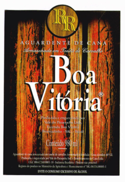 Boa Vitória RR AGUARDENTE DE CANA Armazenada em Tonéis de Carvalho Logo (EUIPO, 06/29/2001)