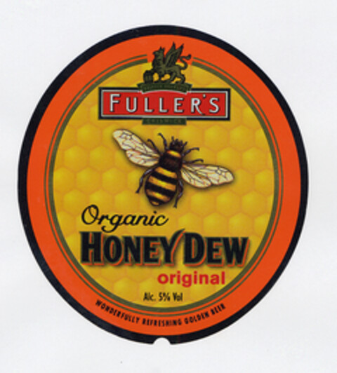 FULLER'S Organic HONEY DEW original Alc. 5% Vol WONDERFULLY REFRESHING GOLDEN BEER Logo (EUIPO, 24.03.2003)
