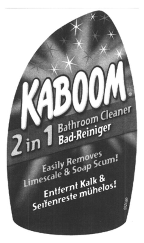 KABOOM 2 in 1 Bathroom Cleaner Bad-Reiniger Easily Removes Limescale & Soap Scum! Entfernt Kalk & Seifenreste mühelos! Logo (EUIPO, 13.01.2004)