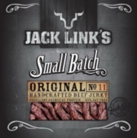 JACK LINK'S SMALL BATCH ORIGINAL NO 11 HADCRAFTED BEEF JERKY EXCELLENT SOURCE OF PROTEIN 97% FAT FREE JACK LINK FAMILY QUALITY GURANTEE SINCE 1885 Logo (EUIPO, 11/15/2013)