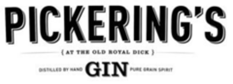 PICKERING'S {AT THE OLD ROYAL DICK} DISTILLED BY HAND GIN PURE GRAIN SPIRIT Logo (EUIPO, 13.02.2015)