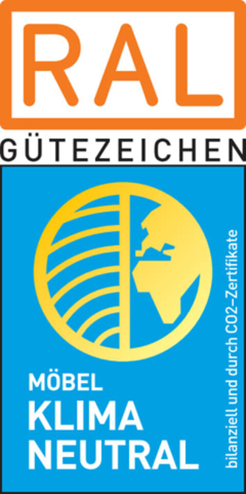 RAL GÜTEZEICHEN MÖBEL KLIMA NEUTRAL bilanziell und durch CO2-Zertifikate Logo (EUIPO, 16.09.2022)