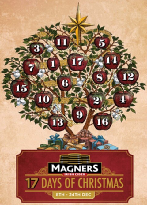 MAGNERS IRISH CIDER 17 DAYS OF CHRISTMAS 8TH-24TH DEC Logo (EUIPO, 28.11.2011)