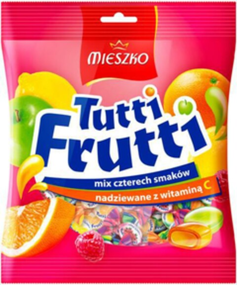 MIESZKO Tutti Frutti mix czterech smaków nadziewane z witaminą C Logo (EUIPO, 13.11.2014)