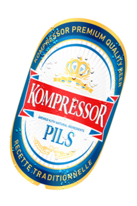 KOMPRESSOR PREMIUM QUALITY BEER KOMPRESSOR BREWED WITH NATURAL INGREDIENTS PILS RECETTE TRADITIONNELLE Logo (EUIPO, 12.02.2015)