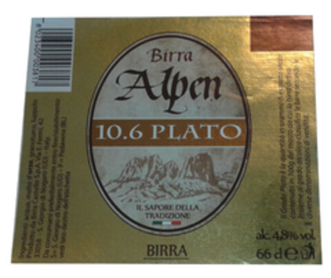 10.6 PLATO BIRRA ALPEN Logo (EUIPO, 07/07/2015)