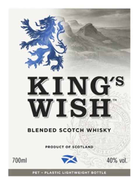 KING'S WISH BLENDED SCOTCH WHISKY PRODUCT OF SCOTLAND Logo (EUIPO, 16.08.2018)
