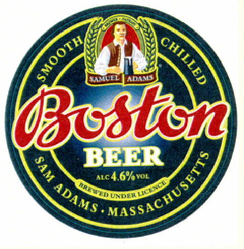 BOSTON BEER SAMUEL ADAMS SMOOTH CHILLED SAM ADAMS · MASSACHUSETTS Logo (EUIPO, 05/07/1997)