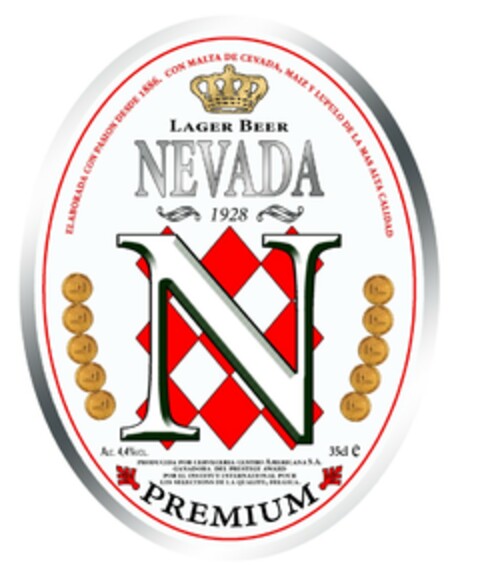 LAGER BEER NEVADA 1928 N PREMIUM Logo (EUIPO, 02.08.2006)