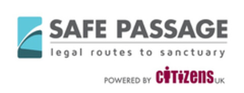 Safe Passage legal routes to sanctuary powered by Citizens Uk Logo (EUIPO, 03/03/2017)