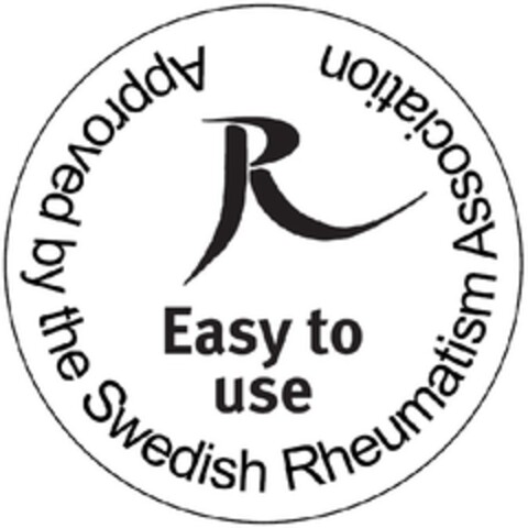 R Easy to use Approved by the Swedish Rheumatism Association Logo (EUIPO, 23.04.2009)