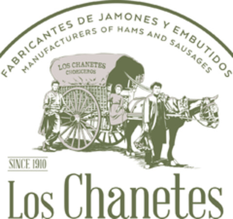 FABRICANTES DE JAMONES Y EMBUTIDOS MANUFACTURERS OF HAMS AND SAUSAGES LOS CHANETES CHORICEROS SINCE 1910 LOS CHANETES Logo (EUIPO, 26.01.2022)