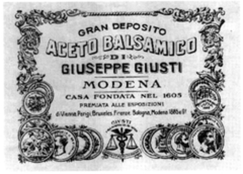 GRAN DEPOSITO ACETO BALSAMICO DI GIUSEPPE GIUSTI MODENA CASA FONDATA NEL 1605 Logo (EUIPO, 05/12/2003)