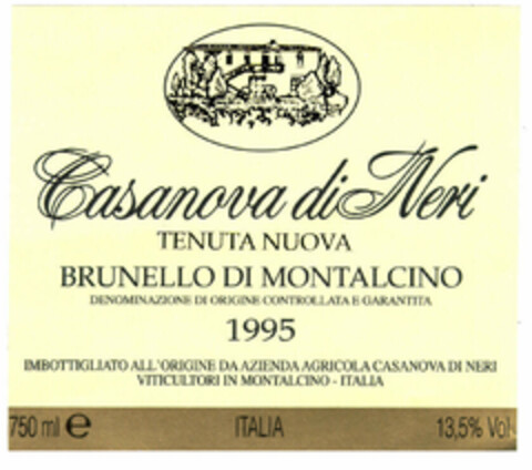 CASANOVA DI NERI TENUTA NUOVA BRUNELLO DI MONTALCINO Logo (EUIPO, 08.08.2000)
