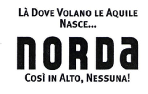 LÀ DOVE VOLANO LE AQUILE NASCE... NORDA COSÌ IN ALTO, NESSUNA! Logo (EUIPO, 02/16/2004)
