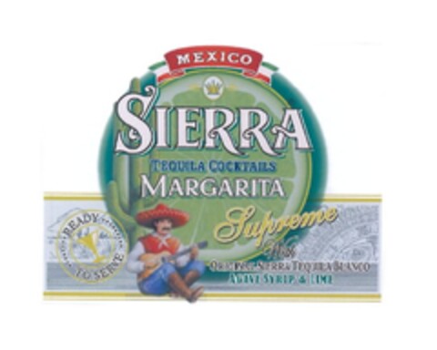 SIERRA MARGARITA Mexico Tequila Cocktails Supreme with original Sierra Tequila Blanco agave syrup & lime ready to serve Logo (EUIPO, 29.12.2011)