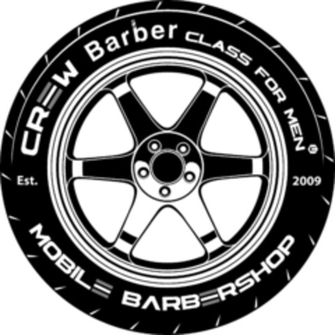 CREW BARBER CLASS FOR MEN C EST 2009 MOBILE BARBERSHOP Logo (EUIPO, 21.02.2024)