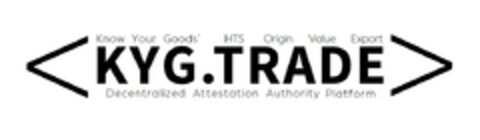 Know Your Goods' HTS Origin Value Export KYG.TRADE Decentralized Attestation Authority Platform Logo (EUIPO, 23.10.2020)