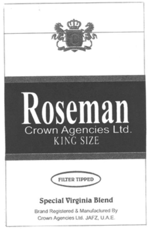 Roseman Crown Agencies ltd. KING SIZE FILTER TIPPED Special Virginia Blend Logo (EUIPO, 01/24/2007)