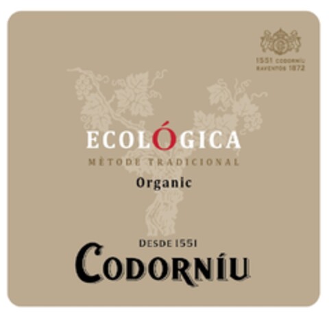 ECOLÓGICA MÈTODE TRADICIONAL ORGANIC DESDE 1551 CODORNIU Logo (EUIPO, 18.07.2012)